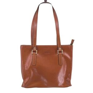 Gianni Conti Leather Tote Bag Cognac Classic Shoulder Bag Women Laptop